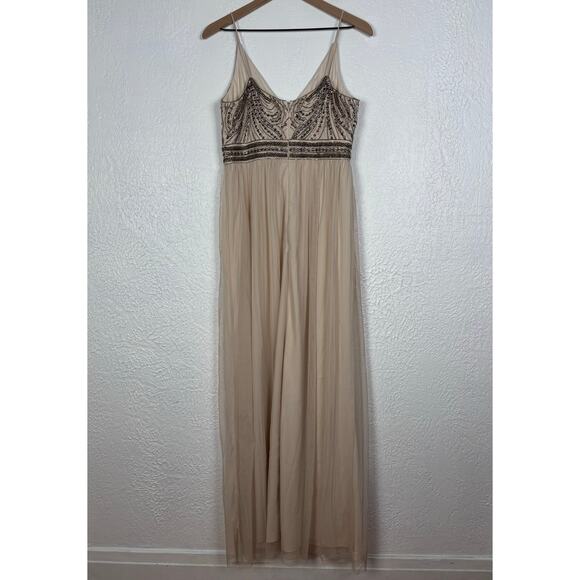BHLDN Anthropologie Vilette Strappy Maxi Dress in Oyster NWT Size 8 - Picture 4 of 10
